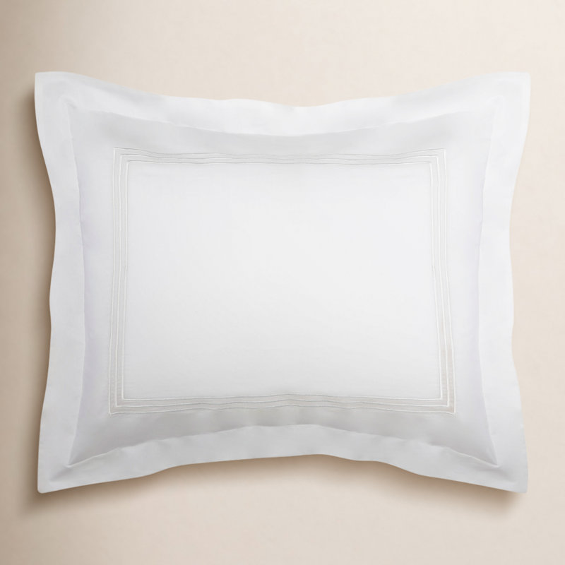 Norma Cotton Blend Pillow Sham, White, Queen