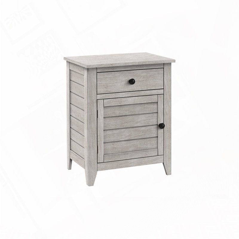 Wood Storage Nightstand, Gray Wash