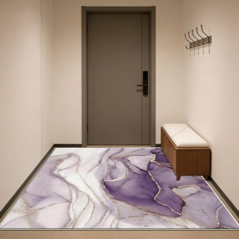 Abstract Purple And White Area Rug, Soft And Lightweight, Suitable For All Seasons, Easy To Maintain And Easy To Clean, Machine Washable Carpet Floor Mat, Living Room, Bedroom, Hallway, Balcony, Patio, Room Decor, Home Decor, Outdoor Decor