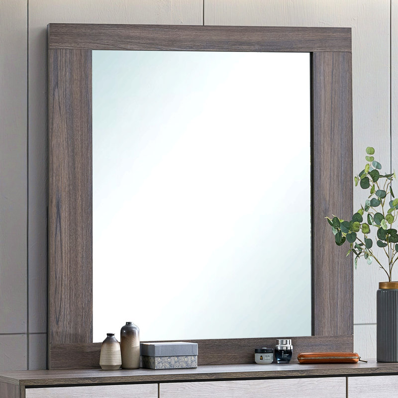 Miroir moderne pour commode, H 37 po x l 43 po, Grey, Mirror