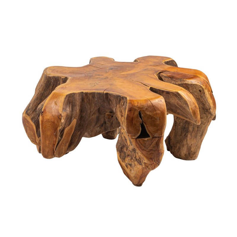 Table basse ronde en bois brun