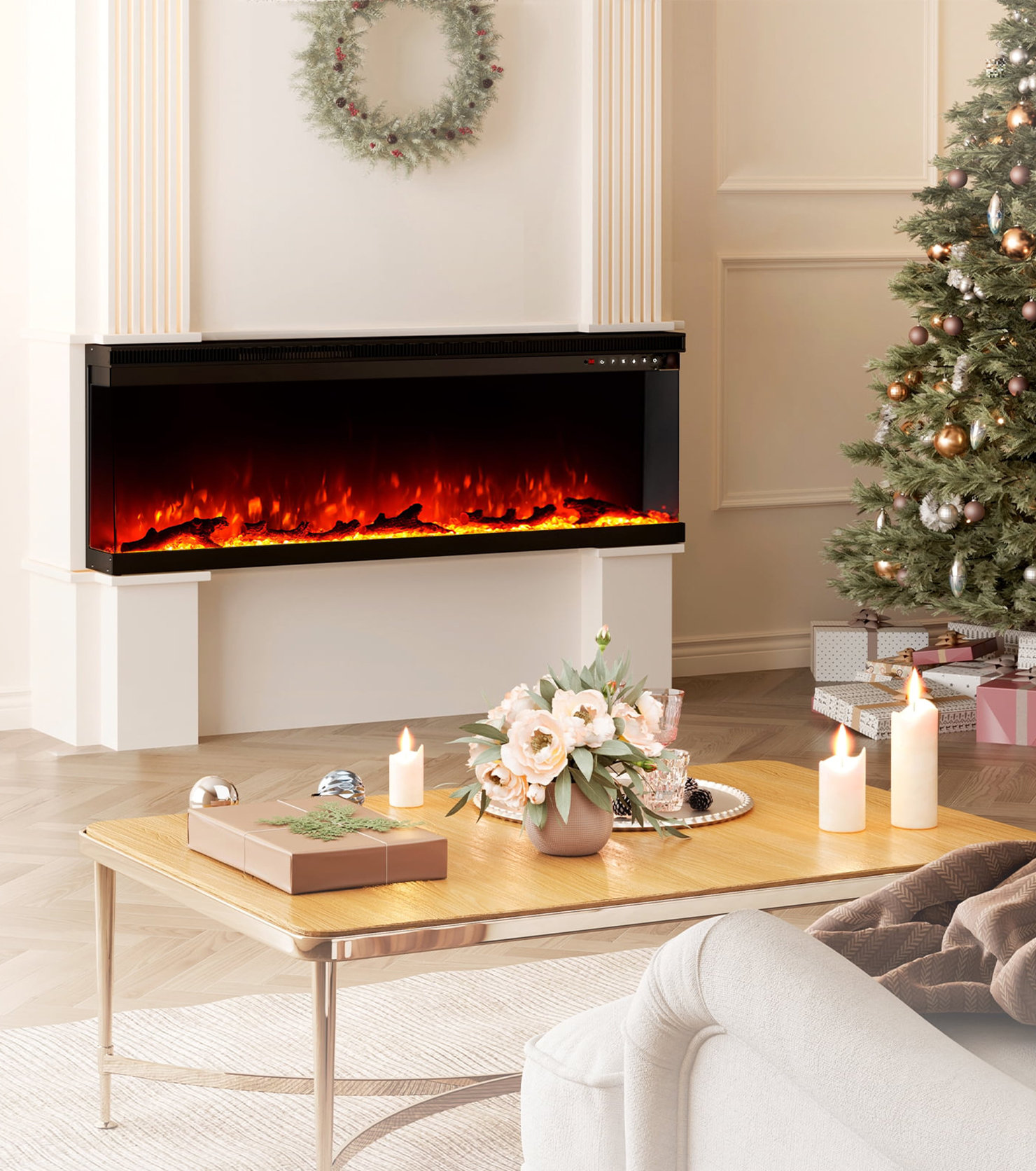 Belfry Heating France Belfry 3-Sided Electric Fireplace Heating 1800W ...