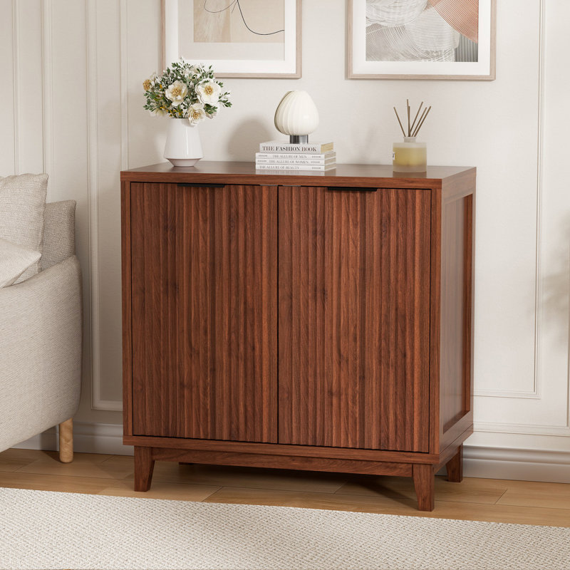 Armoire de rangement multifonctionnelle à 2 portes, H 31,5 po x l 31,5 po x P 15,7 po, Noyer / noir