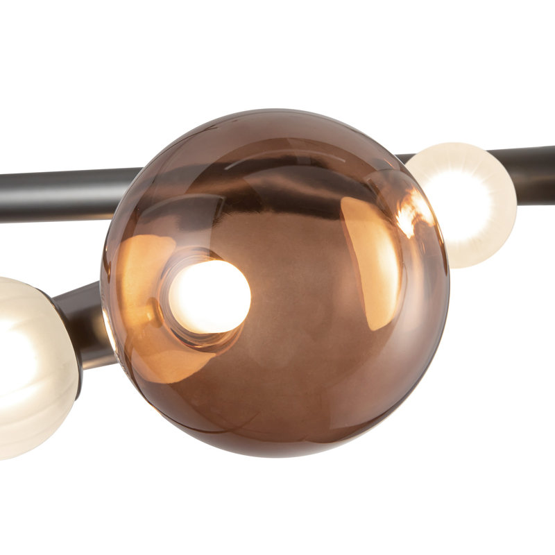 Reese 48-in Urban Bronze Dimmable LED Chandelier with Amber Glass, Urban Bronze/Amber Glass