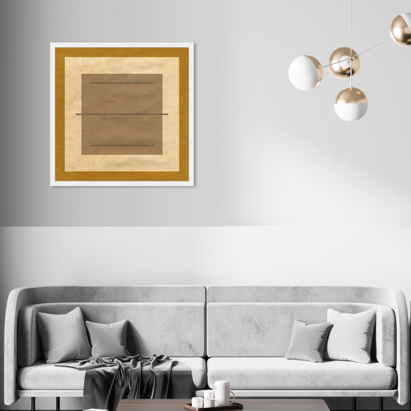 Abstrait «Amarillo Alberto», reproduction d'art géométrique murale, Blanc, H 32 po x l 32 po x P 0,5 po