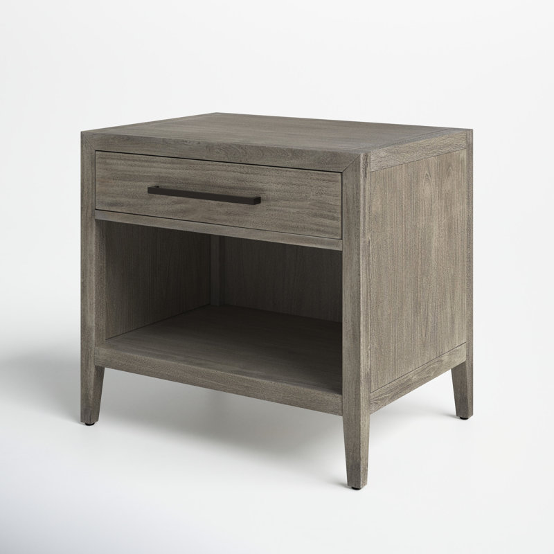 Ariella Light Gray Mahogany 1-Drawer Nightstand