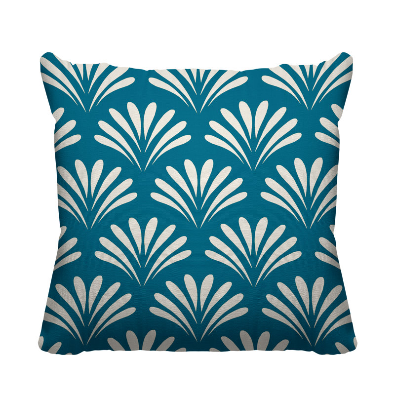 Coussin décoratif intérieur / extérieur Flower Burst, H 19 po x l 19 po, Turquoise, Carré