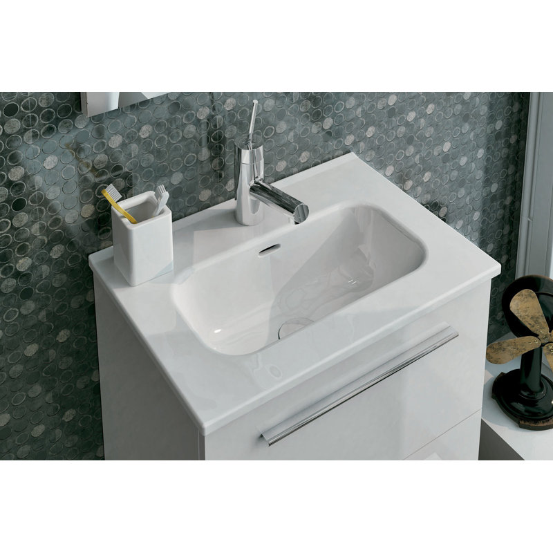 Ensemble de meuble-lavabo mural simple 20 po avec miroir Dermott, Blanc