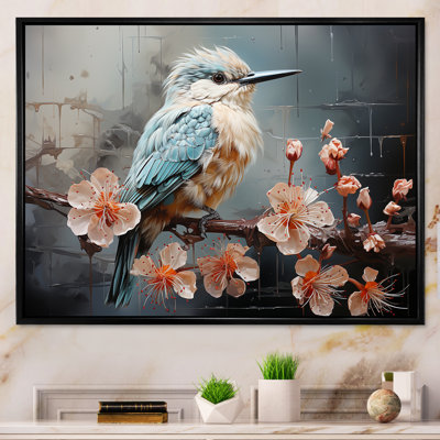 «Blue Floral Dancing Hummingbird - Hummingbird Animal», art mural