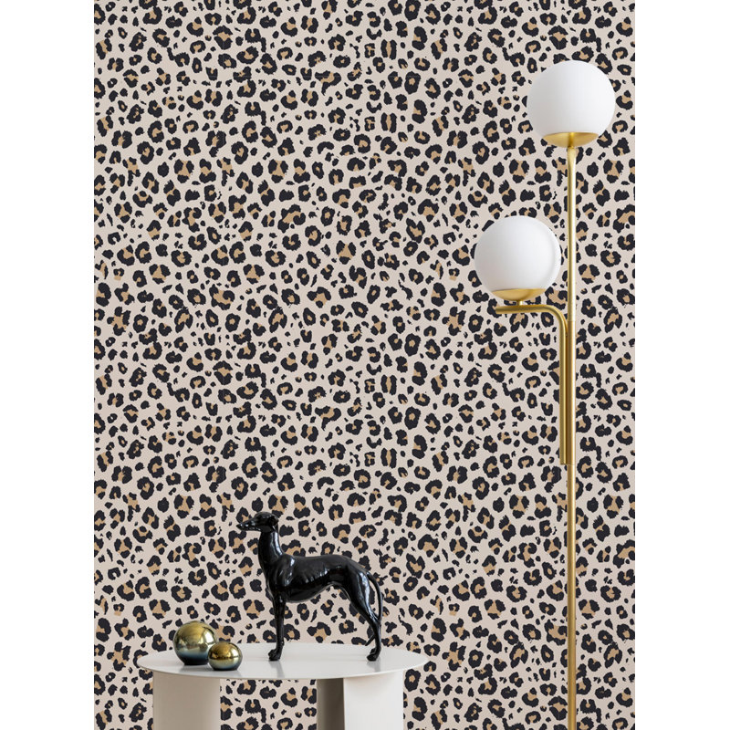 Light Natural Leopard Print Peel and Stick Vinyl Wallpaper