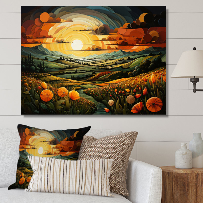 «Countryside Geometric Plains I», reproduction sur toile, H 16 po x l 32 po x P 1 po, Toile tendue