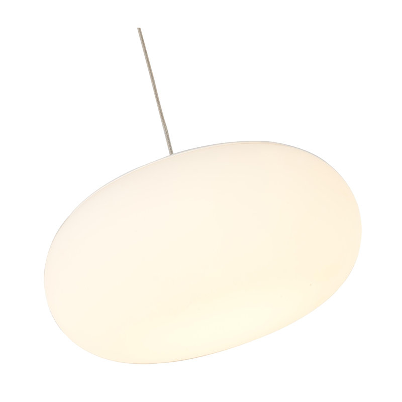 Lustre 3 lumières DEL en acier chromé avec abat-jour en acrylique blanc