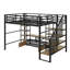 Full Size Metal Loft Bed With Staircase,Table And Shelves-476660252
