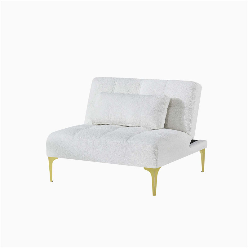 Tissu convertible futon avec pieds en métal doré, Ourson blanc