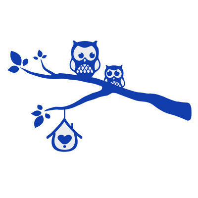 Décalcomanie murale owls sur une branche