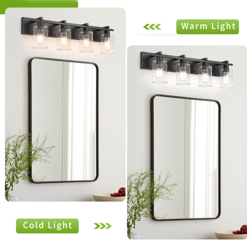 Passyunk Dimmable Vanity Light, 4, Matte Black, Bubble
