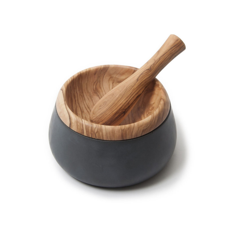 Millenari Wood Mortar And Pestle Set, Gray