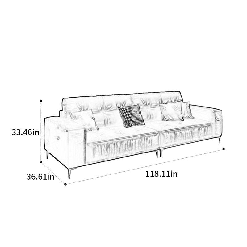 Canapé français rétro, 4, H 33,46 po x l 118,11 po x P 36,61 po