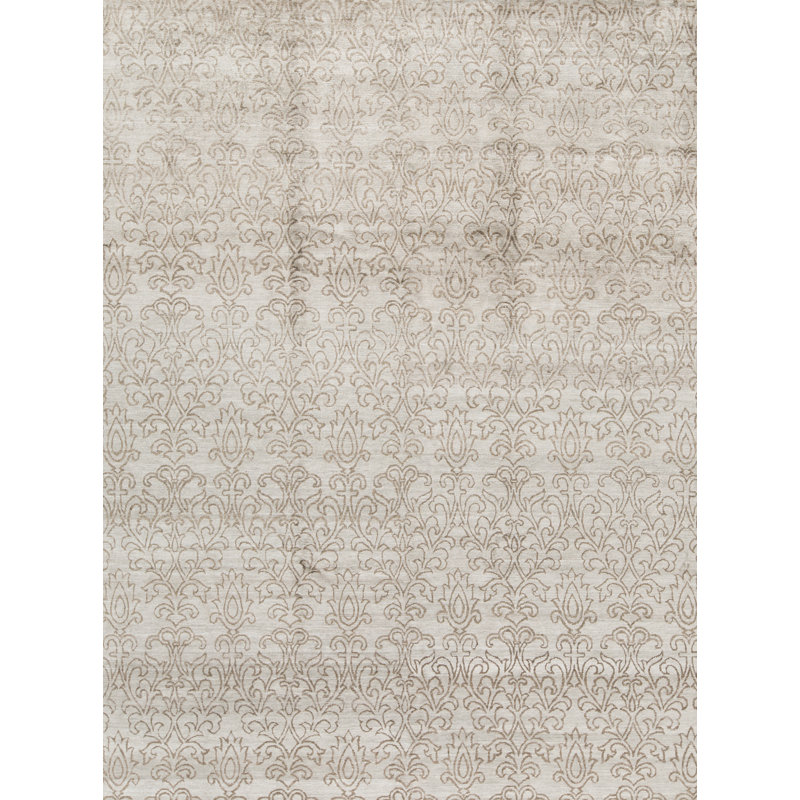 Rayon Floral Area Rug in Camel/Gray