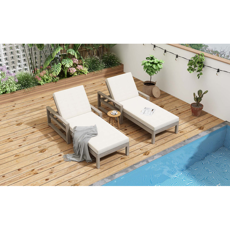 Chaise longue d'extérieur à 5 positions avec coussin, Gris