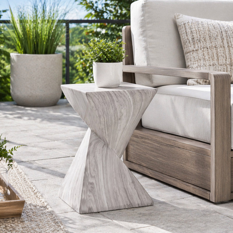 Table d'appoint 18,5 po MGO, Gris, marbre
