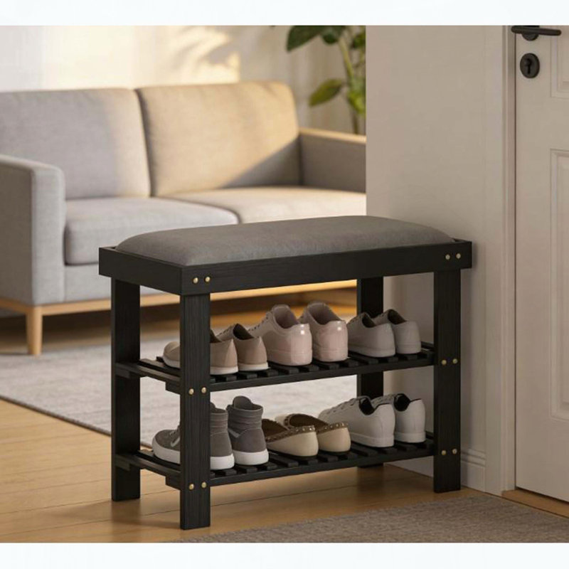 Banc d'entrée pour chaussures avec siège rembourré
