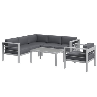 Aladino 5-Piece Garden Corner Sofa Set with Cushions 6 Seater