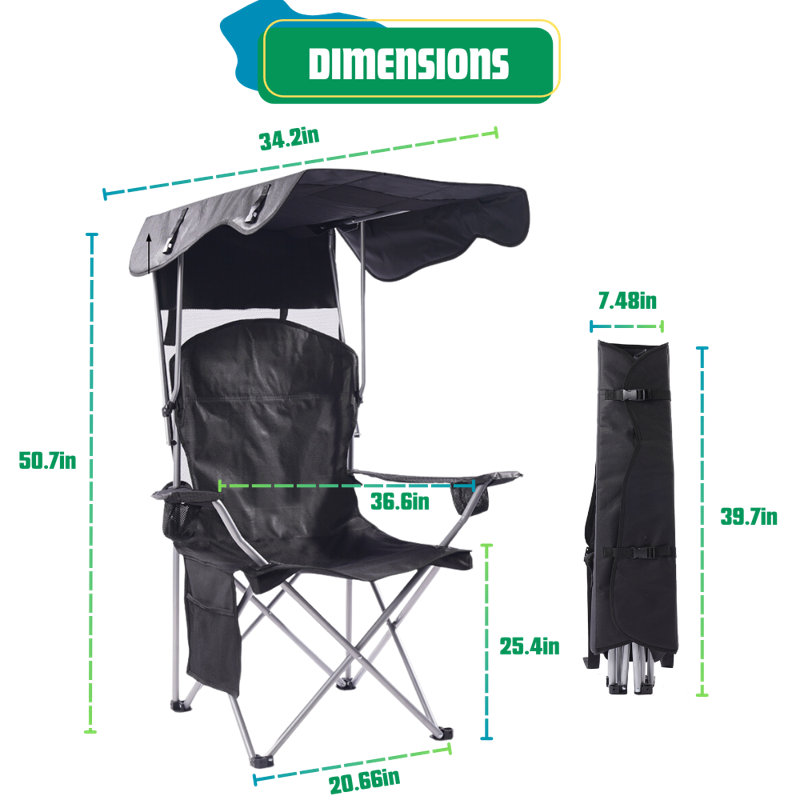Portable Folding Chair With Shade Canopy For Adults Beach Chairs Canopy Shade Seating Camping And Folding Chairs For Outside