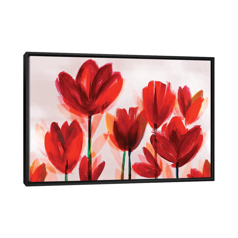 « contemporaine pops red », impression sur toile, H 18 po x l 26 po x P 1,5 po, Toile avec cadre noir, Pas de tapis