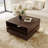 31.51'' Mid Century Modern Wood Coffee Table, Square Rotatable Coffee Table with Open Drawers