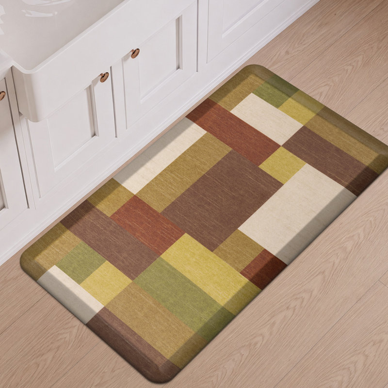 Tapis de cuisine antidérapant, Runner 20"Wx39"Lx0.79"H, Rouge / noir / ocre