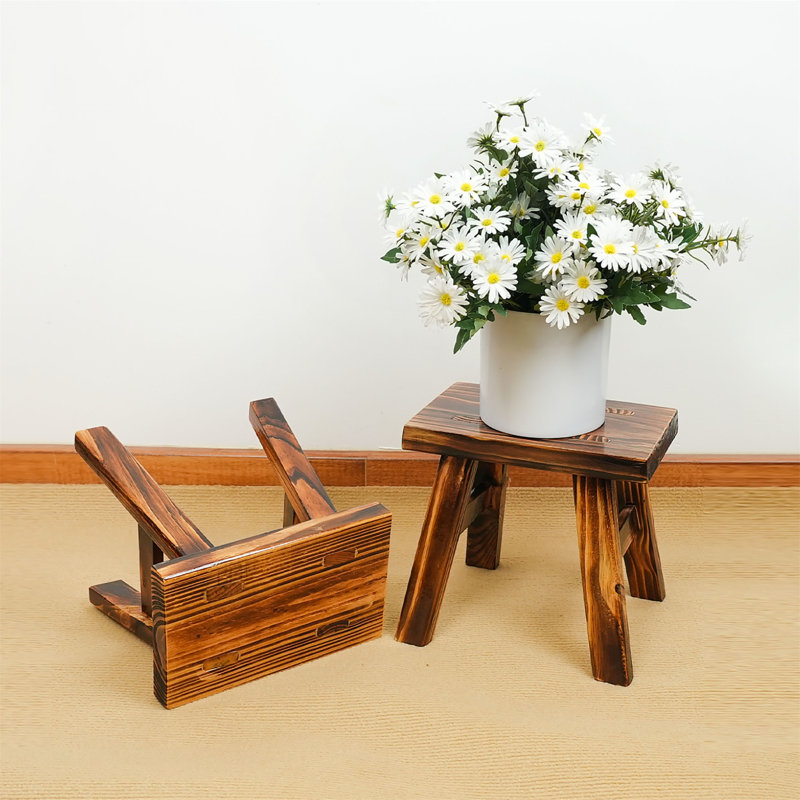 WFX Utility™ StoneCreek Solid Wood Stools (2 Pack), Wood Milking Stool, Shoe Changing Stool for Adults