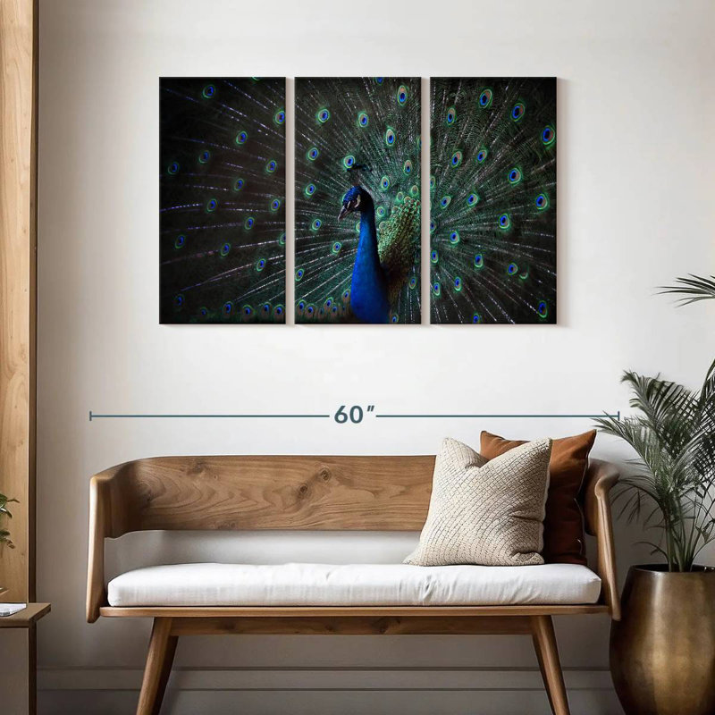 Brampt Noble Blue Peacock, 28" H x 45" W