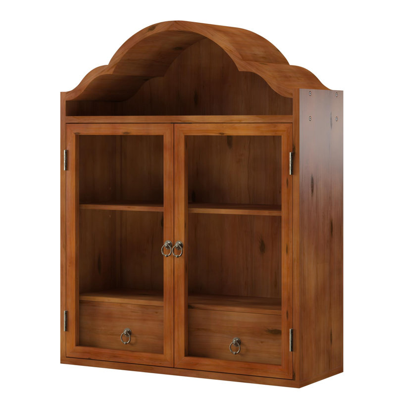 Armoire murale rétro en bois massif patiné, Brun