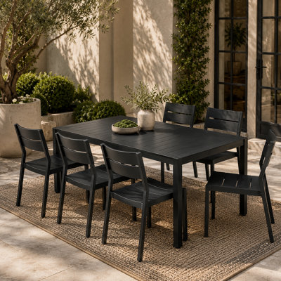  Aluminum Stackable Patio Dining Chairs Set of 2, Black Outdoor Dining Chair with Armless, Lightweight All Weather for Patio, Lawn, Garden, Backyard, Deck