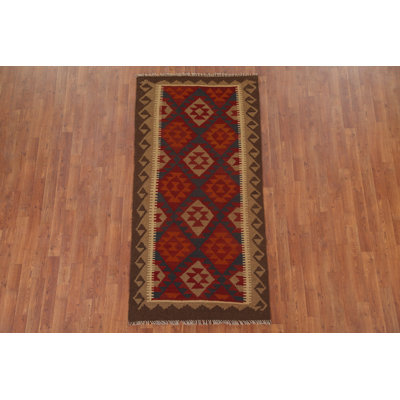Kilim Reversible Wool Runner Rug 3x7