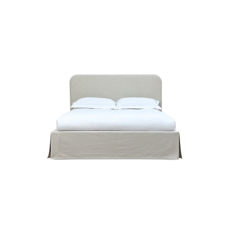Lit plateforme tapissier Miya, Reine, Crème