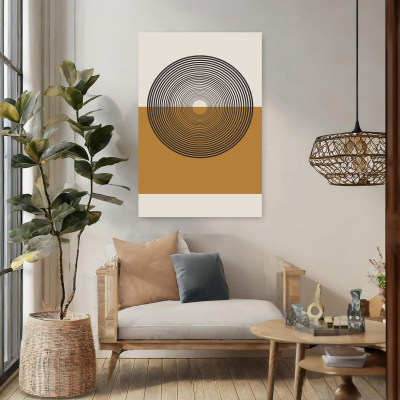 Art contemporain abstrait rétro géométrique, H 48 po x l 32 po