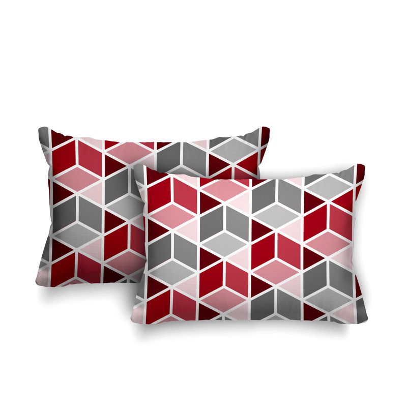 Coussin cubique intérieur / extérieur Cubana, Rouge