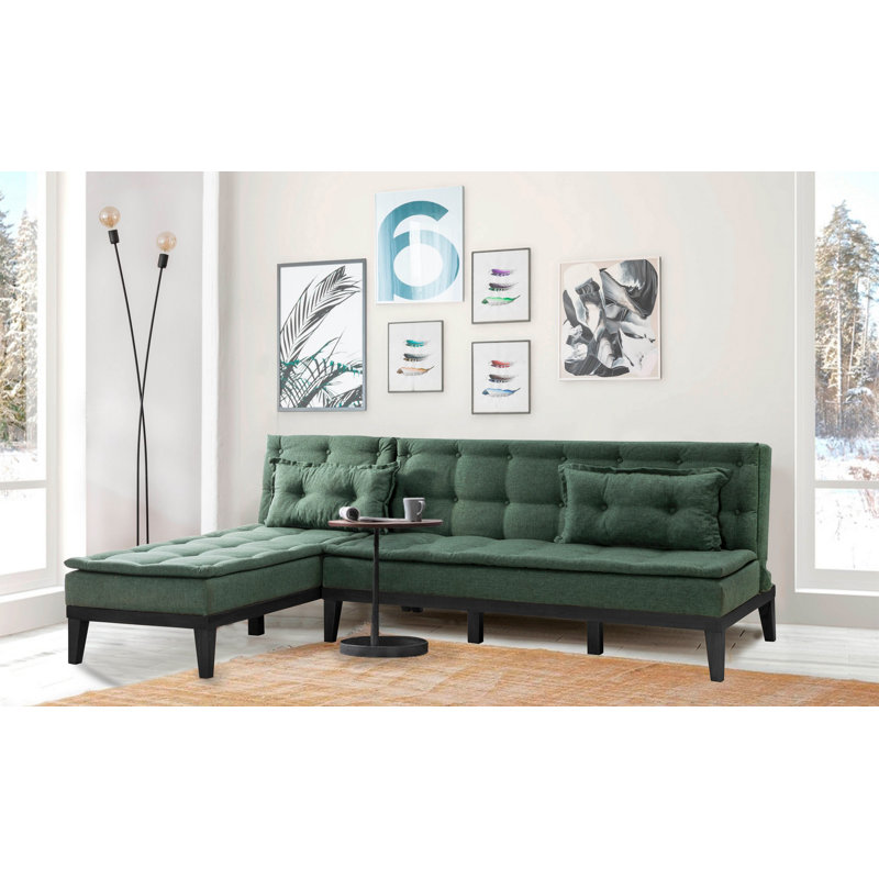 Canapé modulaire d'angle rembourré 88,6 po Sky, Velours vert