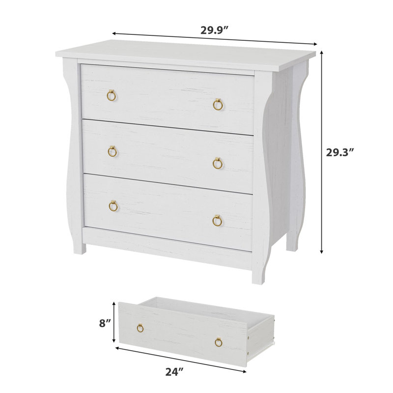  Commode 3 tiroirs Bohemian Modern, Blanc
