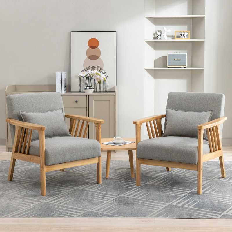 Raeliegh Upholstered Armchair, Light Gray Linen