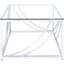Et table basse rectangulaire en verre avec pieds en métal pour le salon - hauteur de 17 po, largeur de 48,35 po, profondeur de 23,5 po, look contemporain, supports faciles à entretenir.