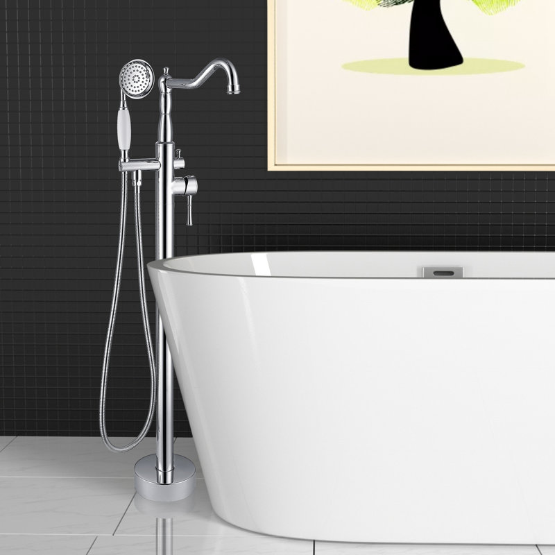 Freestanding Tub Filler with Diverter, Chrome
