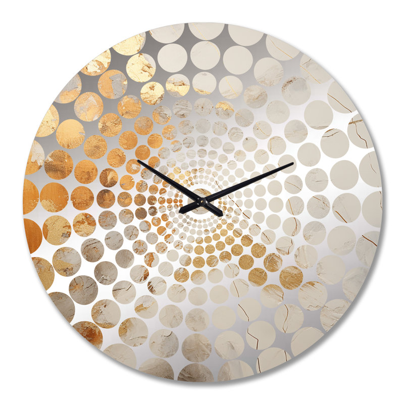 Horloge murale abstraite dorée et blanche à formes abstraites, Très grand