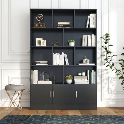 70.87" Tall 10-Cube 3-Door Bookshelf, 4-Tier Open Shelf Modern Cube Storage Organizer With Cabinet For Living Room Office