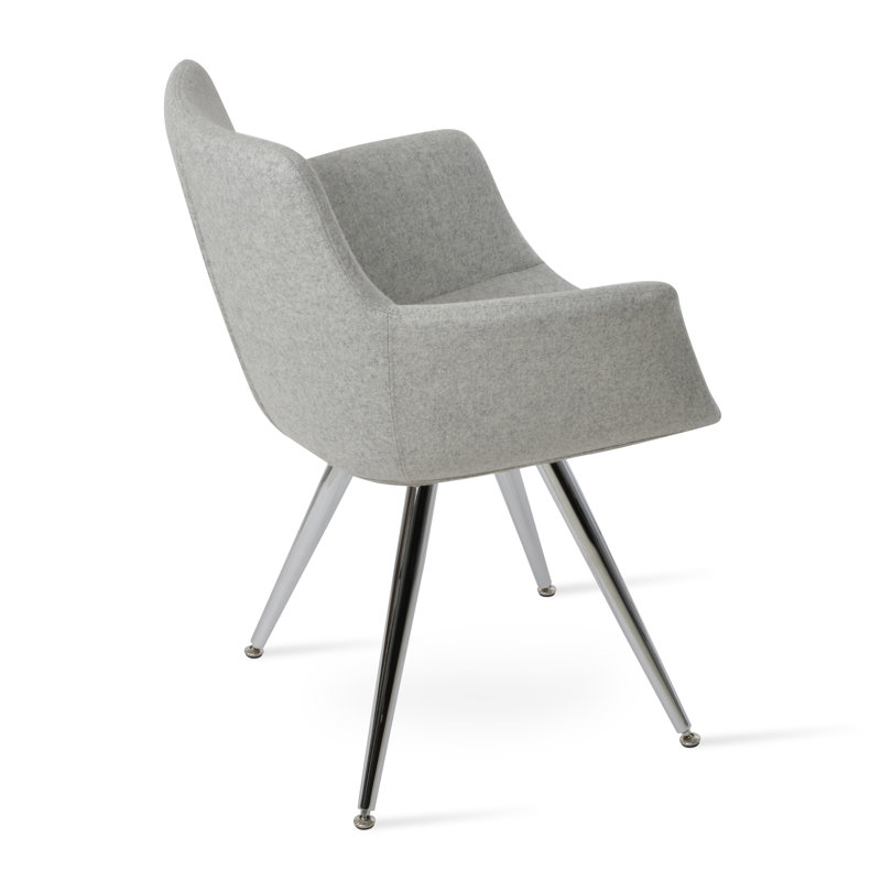 Chaise avec accoudoirs Bottega, Laine argentée