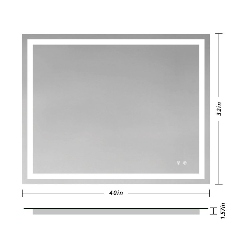 Lashaunte Rectangular Frameless 3 Color Adjustable Lighted Bathroom Vanity Mirror with Memory Function, Rectangle