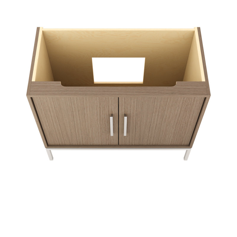 Rift White Oak Single Bath Vanity, Natural Weathered, Satin Gold, 42"