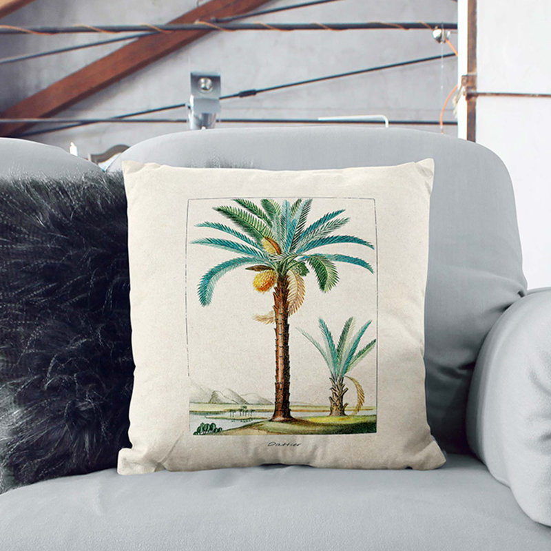 Illustration of a Date Palm Tree Cushion with Filling, 40cm H x 40cm W x 15cm D